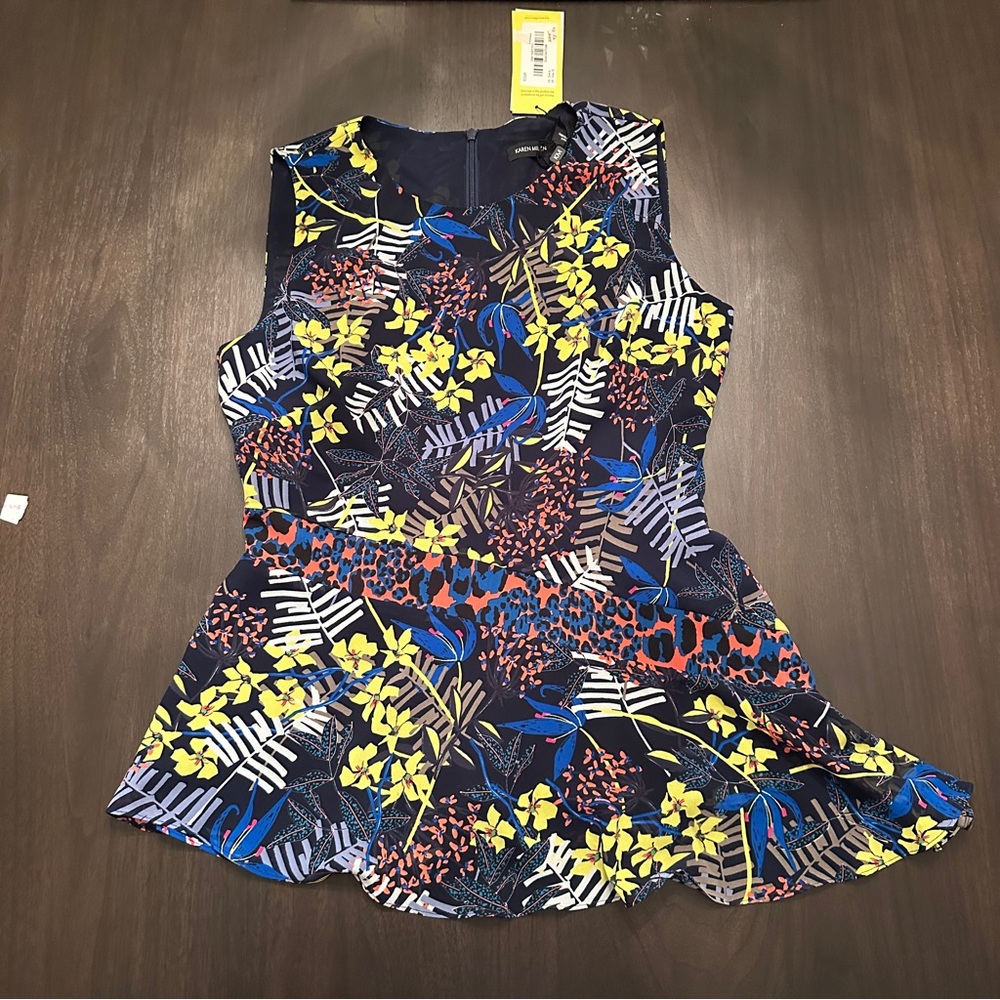 Karen Millen Floral Sleeveless Peplum Top